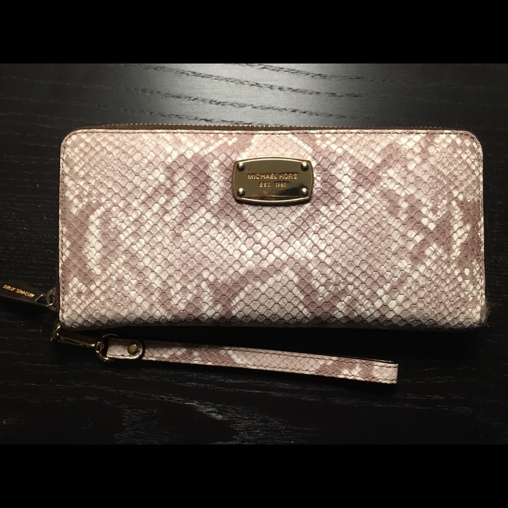 Authentic Michael Kors snakeskin clutch/wallet